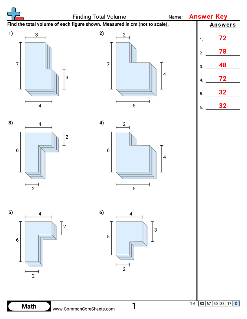 CCSS 5.MD.5C Worksheets - Finding Total Volume worksheet