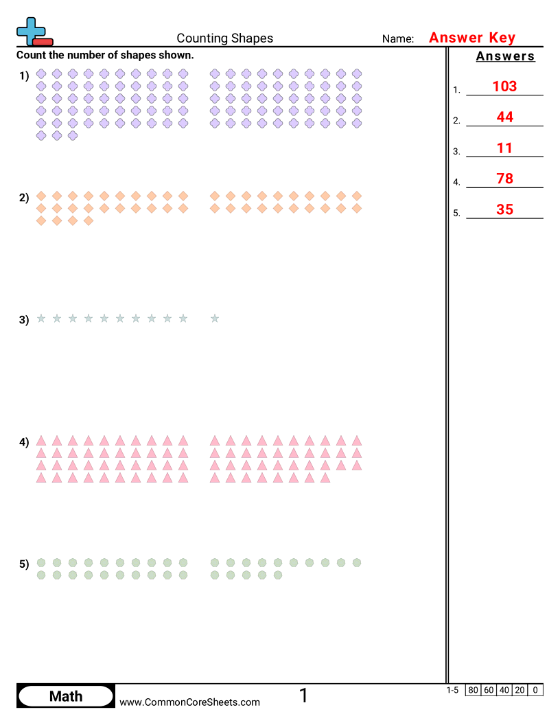 Counting Shapes worksheet preview