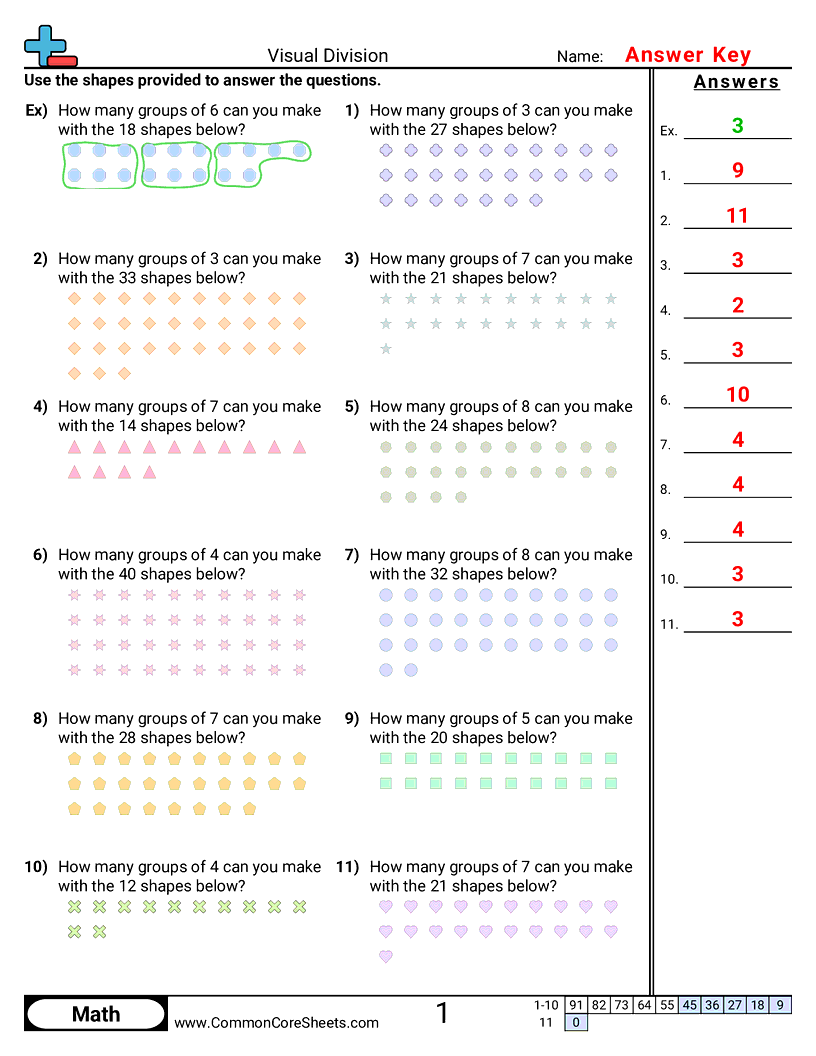 CCSS 3.OA.2 Worksheets - No Remainder worksheet