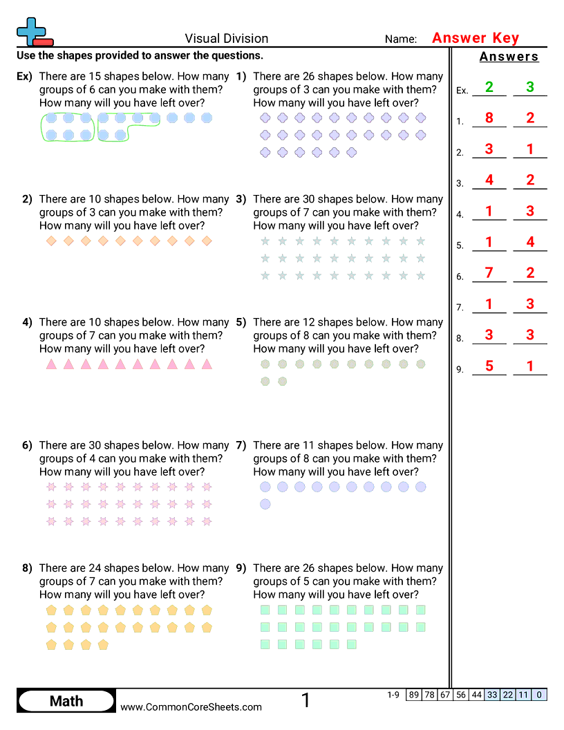 With Remainder worksheet preview