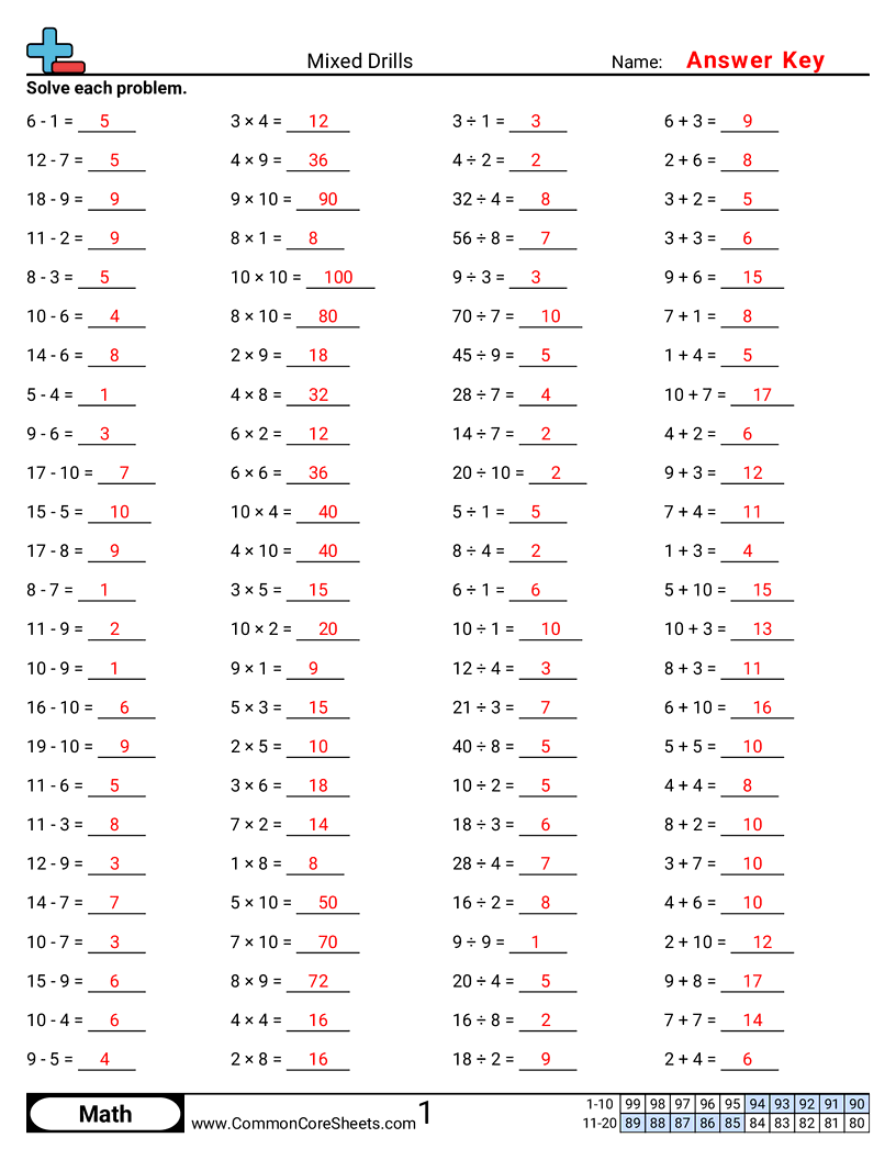 Mixed Drills worksheet preview
