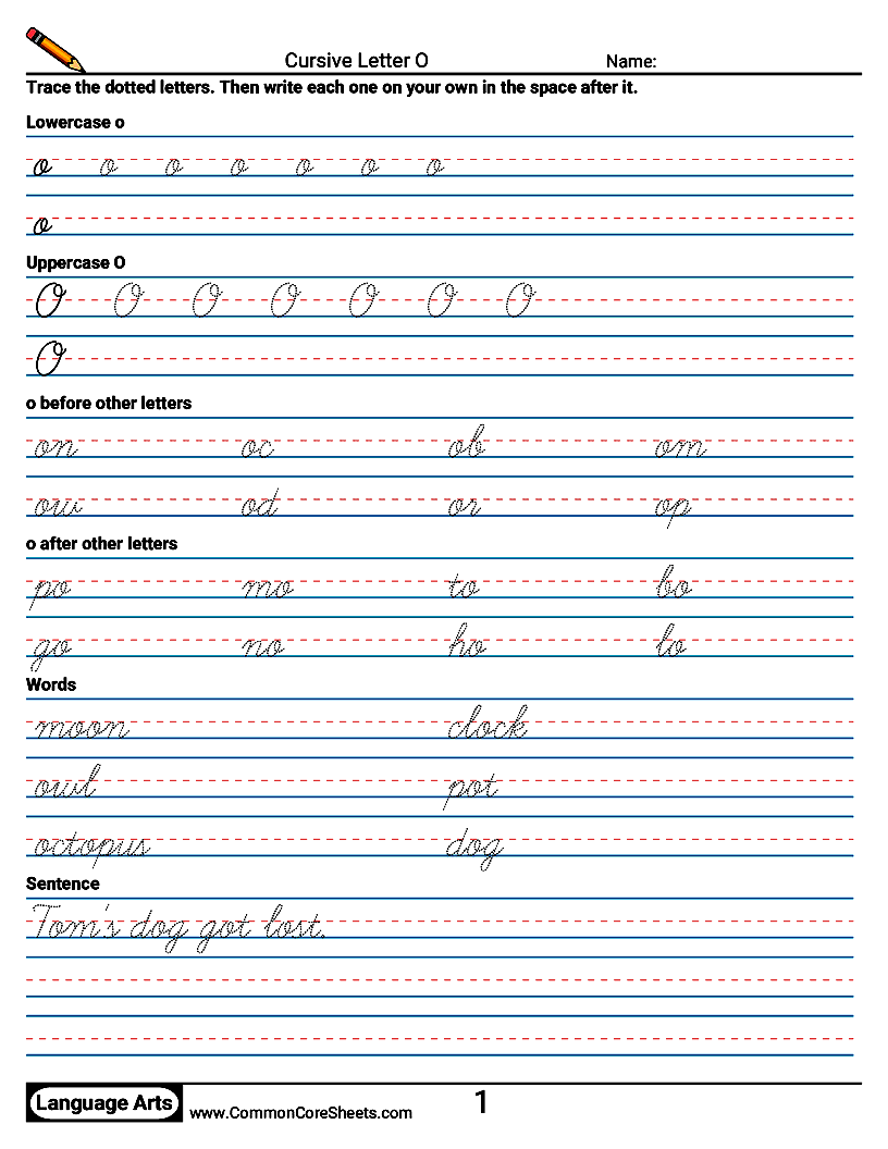 Cursive Writing Worksheets - Cursive Letter O worksheet