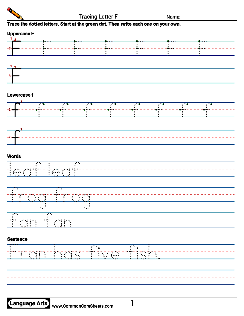 Handwriting Worksheets - Tracing Letter F worksheet
