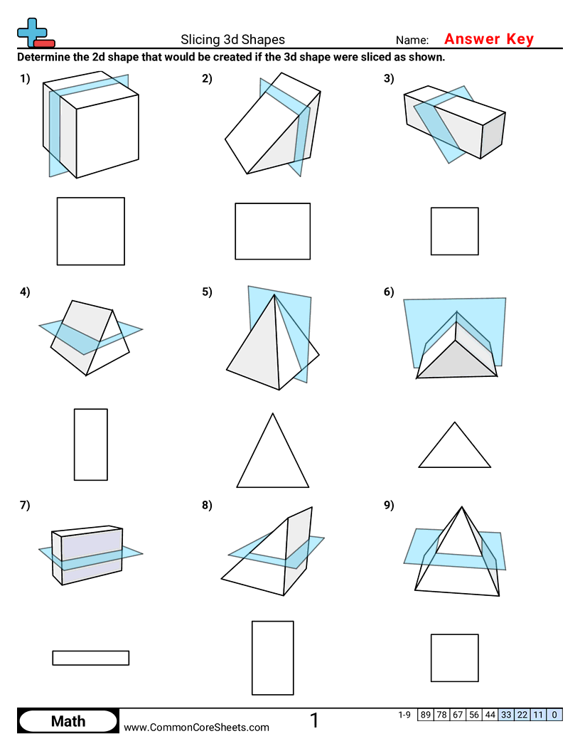 Shapes Worksheets - Slicing 3d Shapes worksheet